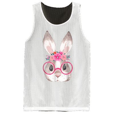 Cute Bunny Face Glasses Floral Rabbit Girl Happy Easter Day Mesh Reversible Basketball Jersey Tank