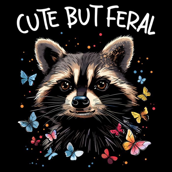 Cute But Feral Funny Raccoon Blue Butterfly Summer Gift Cooling Performance Crew T-Shirt