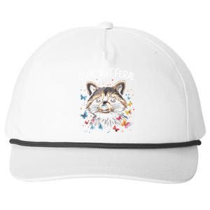 Cute But Feral Funny Raccoon Blue Butterfly Summer Gift Snapback Five-Panel Rope Hat