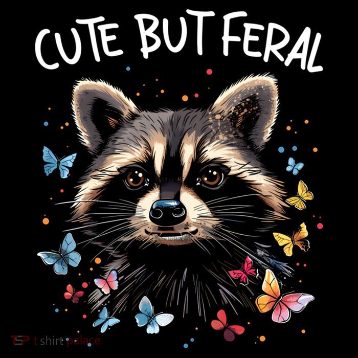 Cute But Feral Funny Raccoon Blue Butterfly Summer Gift 7-Panel Snapback Hat