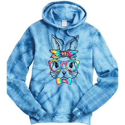 Cute Bunny Face Tie Dye Glasses Headband Happy Easter Day Tie Dye Hoodie