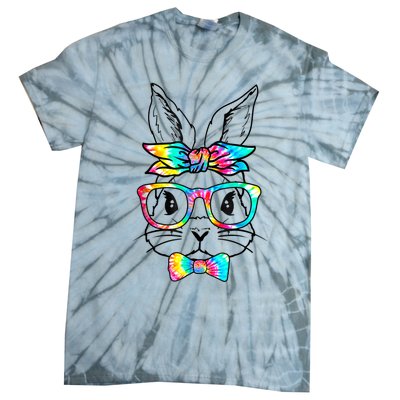 Cute Bunny Face Tie Dye Glasses Headband Happy Easter Day Tie-Dye T-Shirt