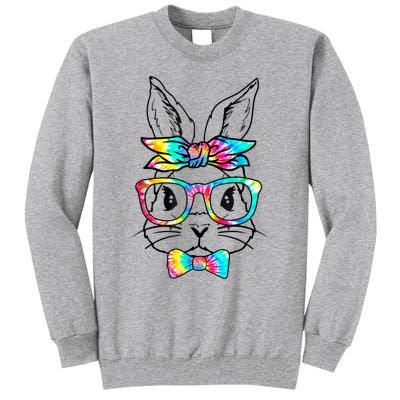 Cute Bunny Face Tie Dye Glasses Headband Happy Easter Day Tall Sweatshirt