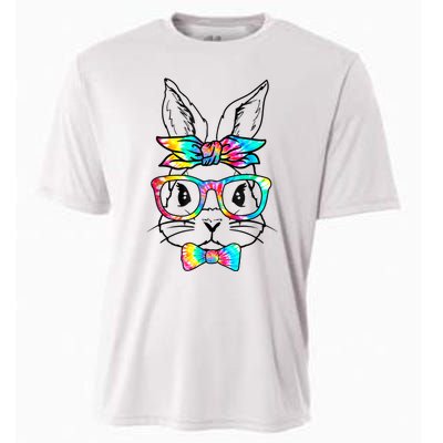 Cute Bunny Face Tie Dye Glasses Headband Happy Easter Day Cooling Performance Crew T-Shirt