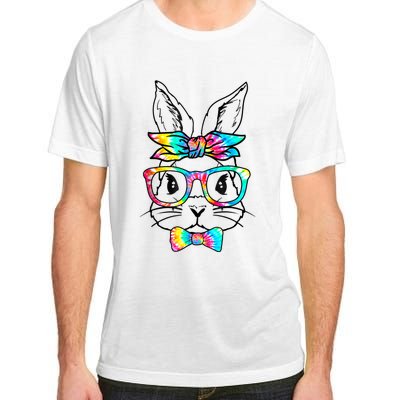 Cute Bunny Face Tie Dye Glasses Headband Happy Easter Day Adult ChromaSoft Performance T-Shirt