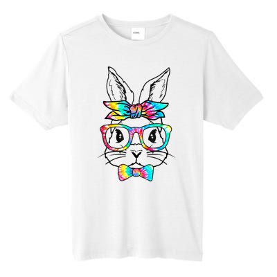 Cute Bunny Face Tie Dye Glasses Headband Happy Easter Day Tall Fusion ChromaSoft Performance T-Shirt