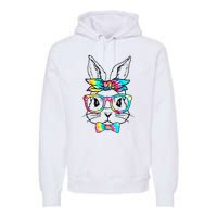 Cute Bunny Face Tie Dye Glasses Headband Happy Easter Day Premium Hoodie