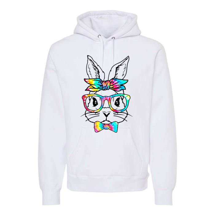 Cute Bunny Face Tie Dye Glasses Headband Happy Easter Day Premium Hoodie