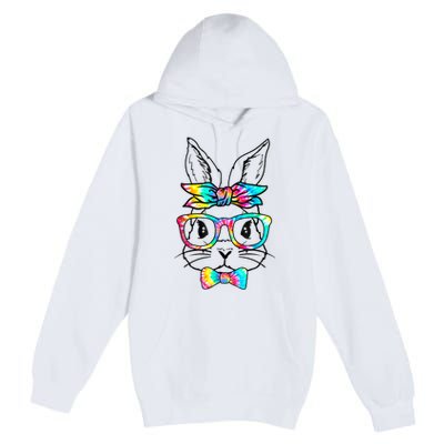 Cute Bunny Face Tie Dye Glasses Headband Happy Easter Day Premium Pullover Hoodie