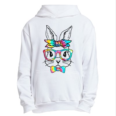 Cute Bunny Face Tie Dye Glasses Headband Happy Easter Day Urban Pullover Hoodie