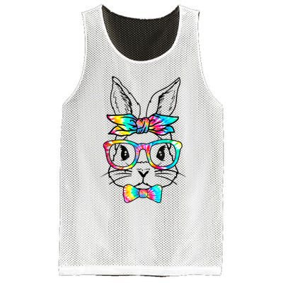 Cute Bunny Face Tie Dye Glasses Headband Happy Easter Day Mesh Reversible Basketball Jersey Tank