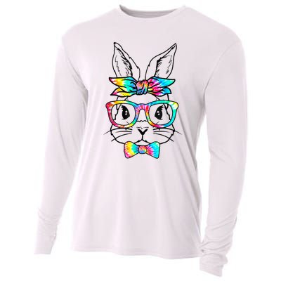 Cute Bunny Face Tie Dye Glasses Headband Happy Easter Day Cooling Performance Long Sleeve Crew