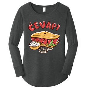 Cevapi Balkan Food Cevapcici Balkan Kitchen Cevape Women's Perfect Tri Tunic Long Sleeve Shirt