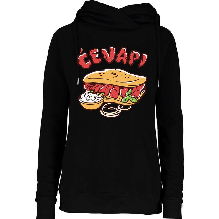 Cevapi Balkan Food Cevapcici Balkan Kitchen Cevape Womens Funnel Neck Pullover Hood