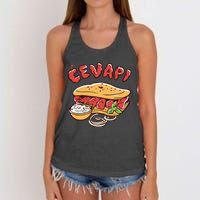 Cevapi Balkan Food Cevapcici Balkan Kitchen Cevape Women's Knotted Racerback Tank