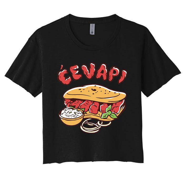 Cevapi Balkan Food Cevapcici Balkan Kitchen Cevape Women's Crop Top Tee