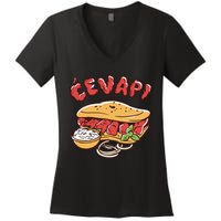 Cevapi Balkan Food Cevapcici Balkan Kitchen Cevape Women's V-Neck T-Shirt