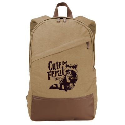 Cute But Feral Meme Funny Raccoon Cotton Canvas Backpack