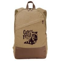 Cute But Feral Meme Funny Raccoon Cotton Canvas Backpack
