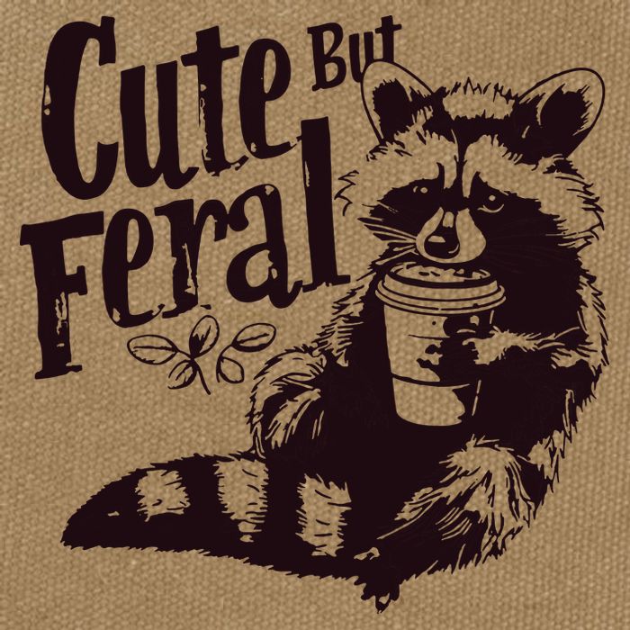 Cute But Feral Meme Funny Raccoon Cotton Canvas Backpack