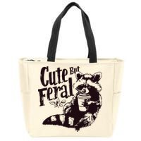Cute But Feral Meme Funny Raccoon Zip Tote Bag