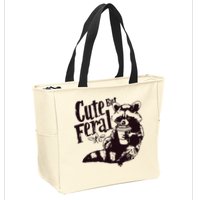 Cute But Feral Meme Funny Raccoon Zip Tote Bag