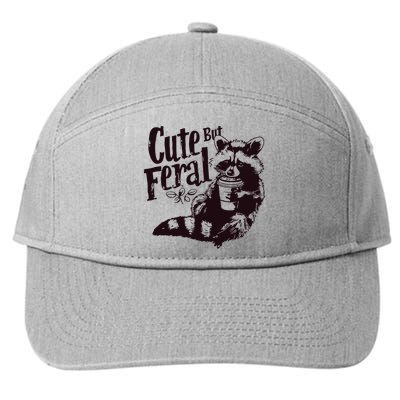 Cute But Feral Meme Funny Raccoon 7-Panel Snapback Hat