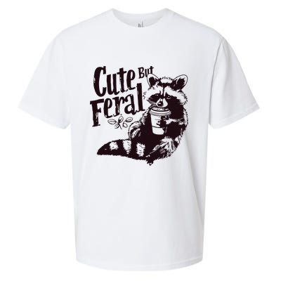 Cute But Feral Meme Funny Raccoon Sueded Cloud Jersey T-Shirt