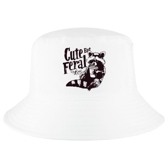Cute But Feral Meme Funny Raccoon Cool Comfort Performance Bucket Hat