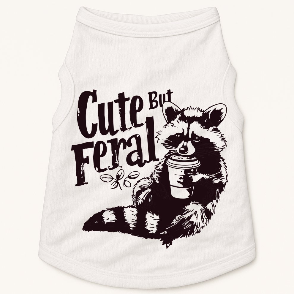 Cute But Feral Meme Funny Raccoon Doggie Tank
