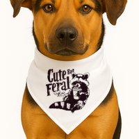 Cute But Feral Meme Funny Raccoon USA-Made Doggie Bandana