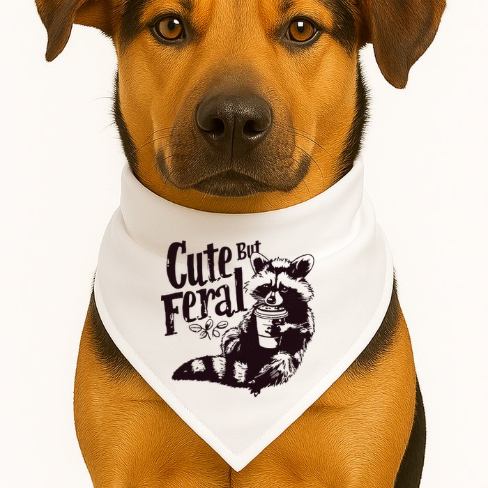 Cute But Feral Meme Funny Raccoon USA-Made Doggie Bandana