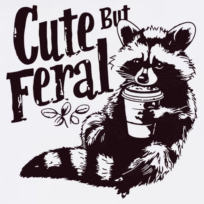 Cute But Feral Meme Funny Raccoon USA-Made Doggie Bandana