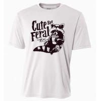 Cute But Feral Meme Funny Raccoon Cooling Performance Crew T-Shirt