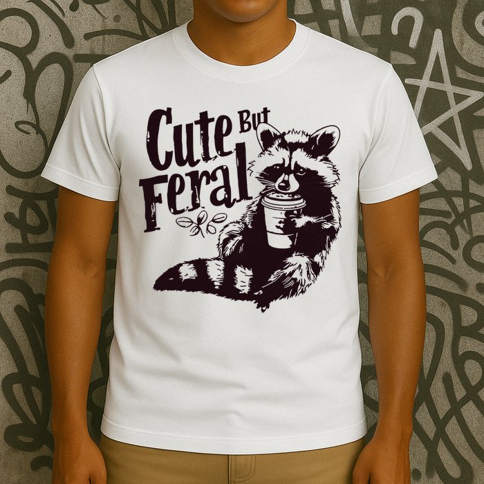 Cute But Feral Meme Funny Raccoon T-Shirt