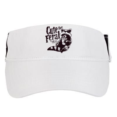 Cute But Feral Meme Funny Raccoon Adult Drive Performance Visor