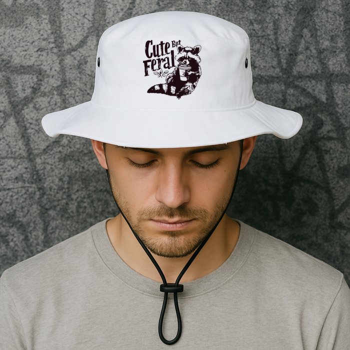 Cute But Feral Meme Funny Raccoon Bucket Hat