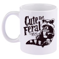 Cute But Feral Meme Funny Raccoon 11oz C Handle Ceramic Mug