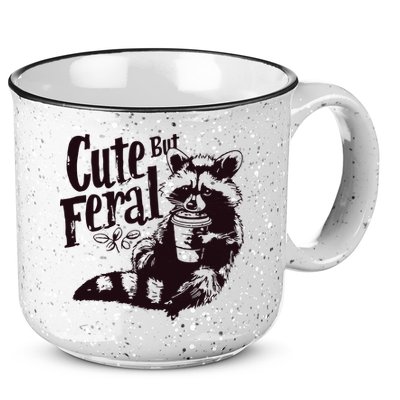 Cute But Feral Meme Funny Raccoon 15oz Campfire Ceramic Mug