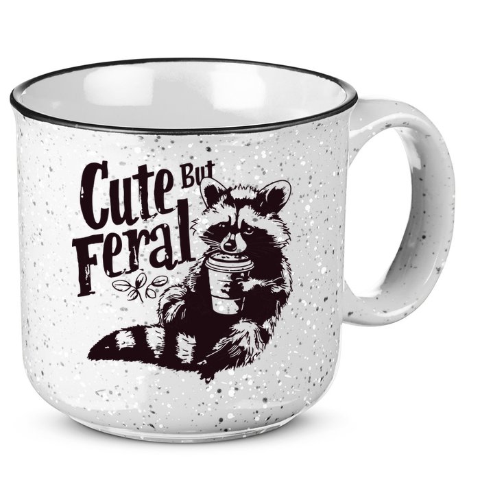 Cute But Feral Meme Funny Raccoon 15oz Campfire Ceramic Mug
