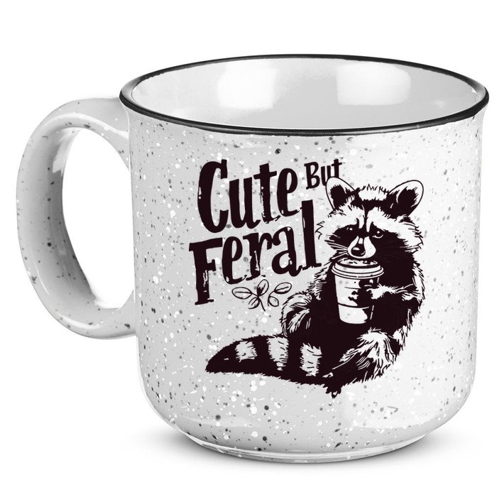 Cute But Feral Meme Funny Raccoon 15oz Campfire Ceramic Mug