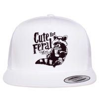 Cute But Feral Meme Funny Raccoon Flatbill Hat