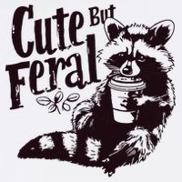 Cute But Feral Meme Funny Raccoon Flatbill Hat