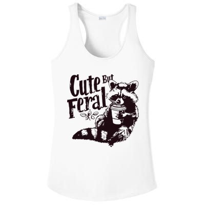 Cute But Feral Meme Funny Raccoon Ladies PosiCharge Competitor Racerback Tank