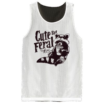 Cute But Feral Meme Funny Raccoon Mesh Reversible Basketball Jersey Tank