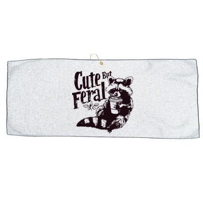 Cute But Feral Meme Funny Raccoon Large Microfiber Waffle Golf Towel