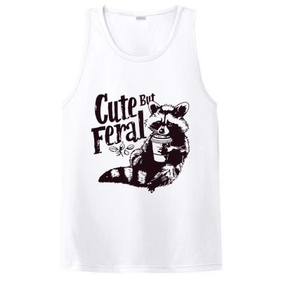 Cute But Feral Meme Funny Raccoon PosiCharge Competitor Tank