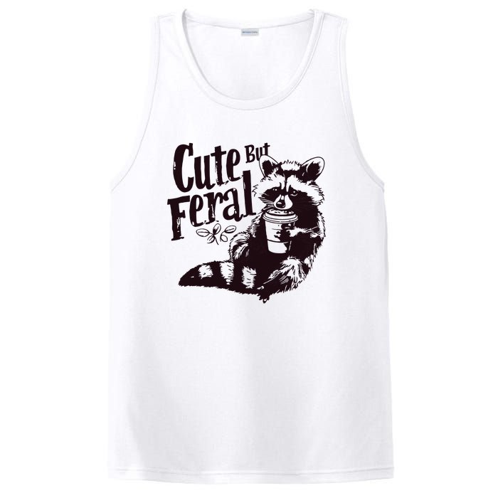 Cute But Feral Meme Funny Raccoon PosiCharge Competitor Tank