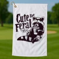 Cute But Feral Meme Funny Raccoon Golf Towel