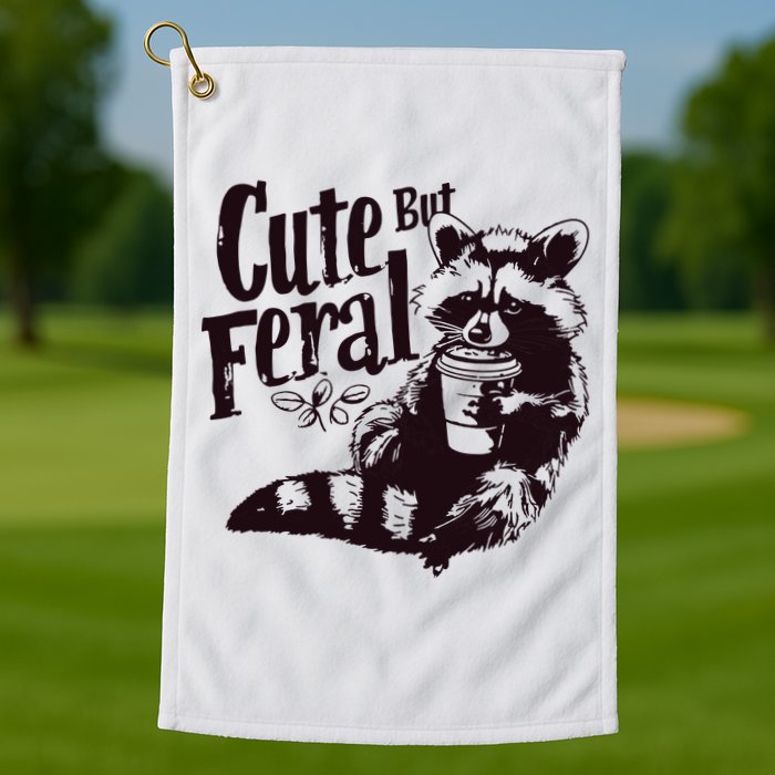 Cute But Feral Meme Funny Raccoon Golf Towel
